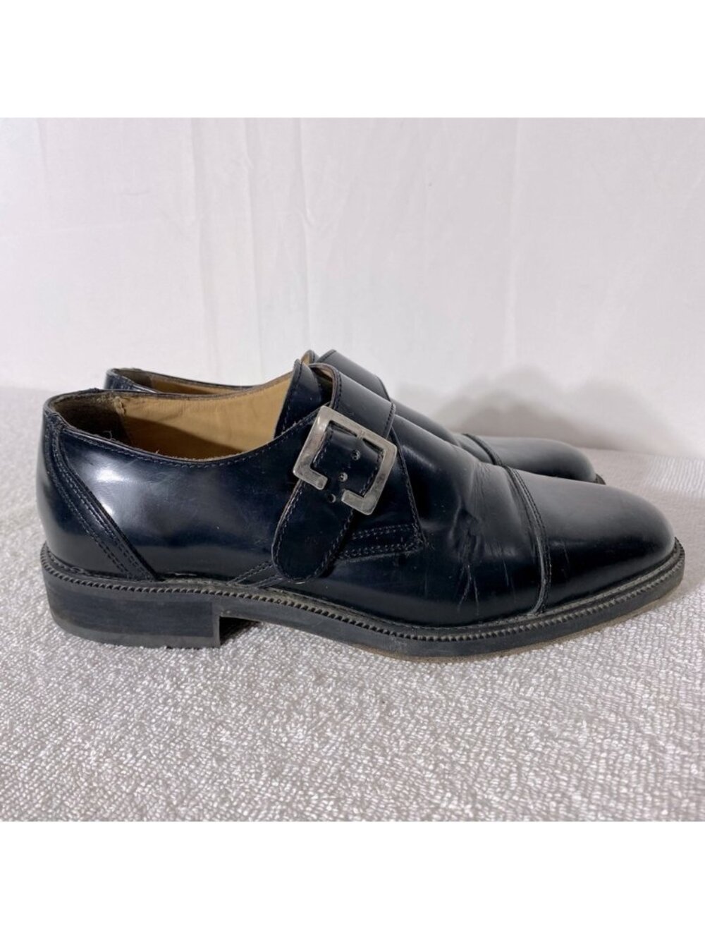 Vintage Pegabo Black Leather Monk Strap Dress Shoes 40